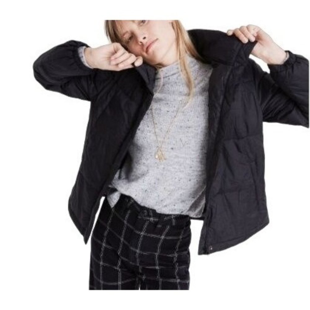 MADEWELL Travel Buddy Packable Puffer Jacket Black PrimaLoft Cropped